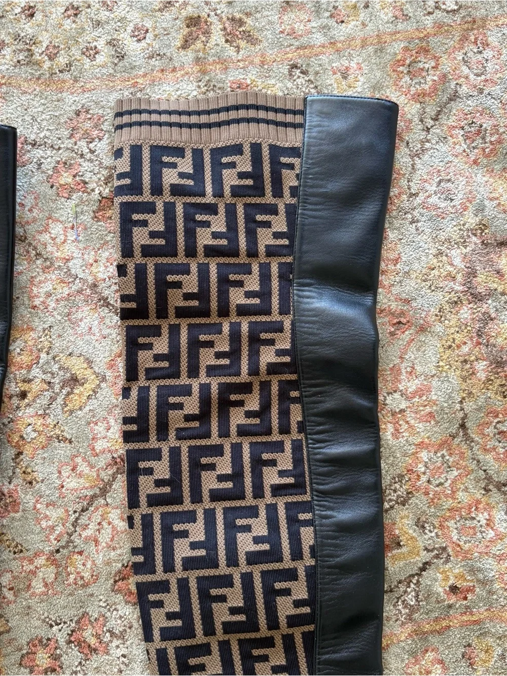 Fendi FF Zucca Over-the-Knee Logo Stretch Boots Size 38